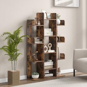 Costway Libreria ad albero decorativo autoportante con 13 ripiani aperti, Scaffale per libri da angolo alta 141cm Marrone