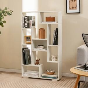Costway Scaffale per libri alto 120cm con ripiani aperti, Libreria geometrica con kit anti-ribaltamento per casa ufficio Bianco