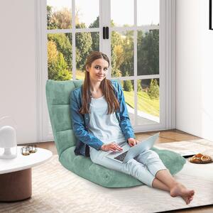 Costway Sedia imbottita da pavimento regolabile in 14 posizioni, Poltrona da pavimento 105x56x15cm Verde chiaro