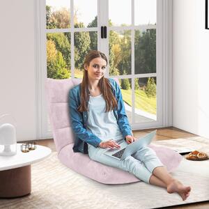 Costway Sedia imbottita da pavimento regolabile in 14 posizioni, Poltrona da pavimento 105x56x15cm Roseo