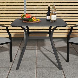 Costway Tavolo da pranzo da esterno di 80cm, Tavolo quadrato in metallo con 4 gambe curve per 4 persone Grigio
