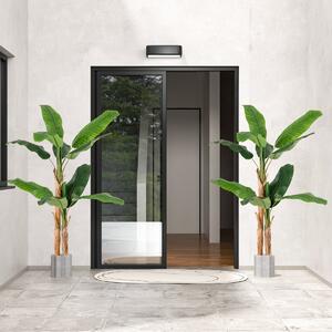 Costway Albero di banana finto con grandi foglie e vaso, Albero di banana artificiale con corteccia naturale alto 165 cm