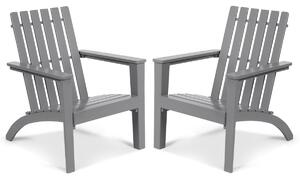 Costway Sedia Adirondack ergonomica di legno da esterno, Poltrona di acacia per cortile piscina balcone giardino Grigio