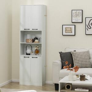 Costway Armadio dispensa da cucina con porte e ripiani cerniere di sicurezza e dispositivi anti-caduta, Armadio alto 190cm Quercia Bianca