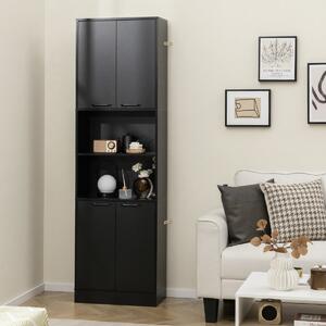 Costway Armadio dispensa da cucina con porte e ripiani cerniere di sicurezza e dispositivi anti-caduta, Armadio alto 190cm Nero