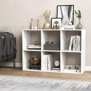 Costway Libreria a 6 cubi aperta stile rustico con kit anti-ribaltamento, Mobile per la casa a 2 livelli espositivo Bianco