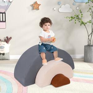Costway Set di giocattoli per arrampicata per bambini di 3 pezzi, Tunnel gioco interna in schiuma con riempimento elastico Grigio