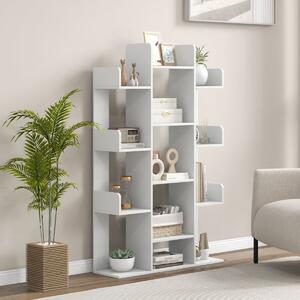 Costway Libreria ad albero decorativo autoportante con 13 ripiani aperti, Scaffale per libri da angolo alta 141cm Bianco