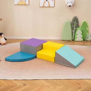 Costway Set di blocchi in schiuma con velcro per arrampicarsi e gattonare per bambini, Set di blocchi morbidi per lo sviluppo dei bambini Blu