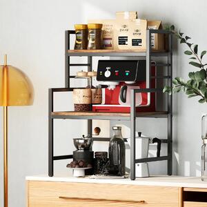 Costway Supporto per microonde a 3 ripiani con struttura in metallo, Organizzatore da cucina industriale con mensole Marrone