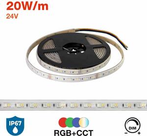 Striscia LED Professional - RGB + CCT (bianco Variabile) - IP67 - 20W/m - 5m - 24V Colore RGB+CCT