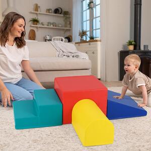 Costway Set di blocchi in schiuma per arrampicarsi e gattonare per Bambini, Set di giocattoli morbidi da interno per bambini Rosso
