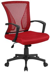 Sedia da ufficio ergonomica Yaheetech, con rivestimento in rete traspirante, colore rosso