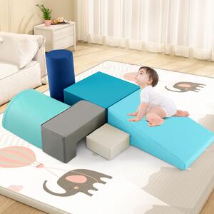 Costway Blocchi rampicanti in schiuma per bambini 1-3 anni, Blocchi rampicanti set rampicante indoor con rettangoli Blu