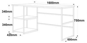 Scrivania Industrial Con Ripiani Laterali 160x60x75H Rovere E Antracite Voyage SX
