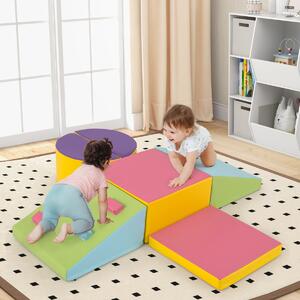 Costway Set di blocchi da arrampicata in schiuma da 6 pezzi, Set di arrampicata morbido leggero per interni con chiusure a velcro