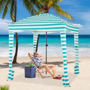 Costway Tenda cabina da spiaggia pieghevole, Tettoia portatile con borsa da trasporto parete laterale removibile 183x183cm Verde