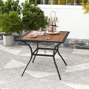 Costway Tavolo da pranzo da patio per 4 persone, Tavolo da Pranzo da esterno con foro per ombrellone 85 x 85 x 74 cm