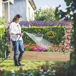 Costway Letto da giardino rialzato con traliccio a 2 lati e tetto pensile, Vaso da fiori in legno di abete con fori di drenaggio e spazi Inferiori Naturale