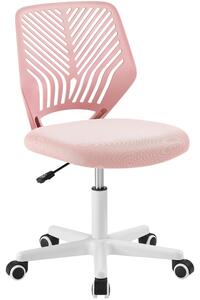 Sedia da ufficio Yaheetech senza braccioli, ergonomica, color rosa chiaro