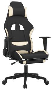 Sedia da gaming vidaXL con poggiapiedi, tessuto nero e crema
