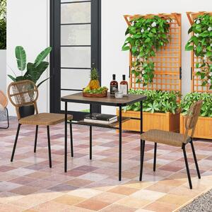Costway Set da pranzo da patio 3 pezzi per interni ed esterni, Set da pranzo da patio e tavolo da pranzo con ripiano Naturale