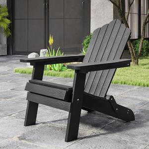 Costway Sedia adirondack pieghevole in acciaio inossidabile per giardino, Sedia da patio in hips con braccioli larghi Nero