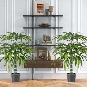 Costway Set di 2 alberi di bambù artificiali da 100 cm rami regolabili, Alberi da pavimento finti per decorazione casa