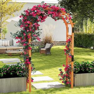 Costway Arco da giardino in legno da 235 cm arco per matrimoni e feste, Pergola in legno per piante rampicanti Arancione