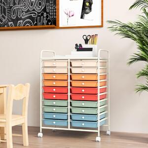 Costway Carrello cassettiera multiuso e leggero con 20 cassetti, Contenitore con ruote per ufficio e casa Colorato 1