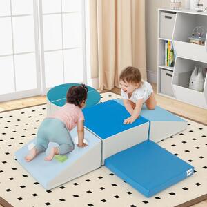 Costway Set di blocchi da arrampicata in schiuma da 6 pezzi con chiusure a velcro, Set morbido leggero per arrampicare e strisciare Blu