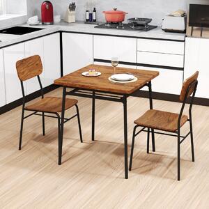Costway Set da pranzo 3 pezzi per angolo colazione, Tavolo e sedie da cucina quadrato con scaffale di stoccaggio Caffè