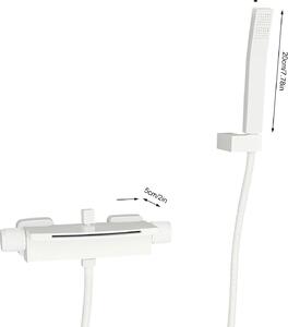 Miscelatore a parete per doccia a cascata, struttura in ottone resistente, tubo flessibile in acciaio inox da 1,5 m, BIANCO