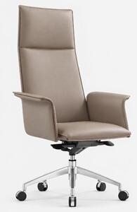 Poltrona da ufficio ergonomica in pelle con schienale alto e braccioli