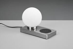 Lampada da tavolo con caricatore wireless in argento (altezza 15 cm) Chloe - Trio