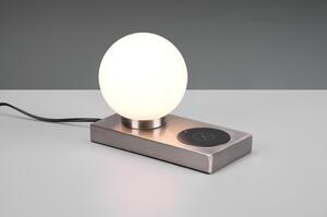 Lampada da tavolo con caricatore wireless in argento (altezza 15 cm) Chloe - Trio