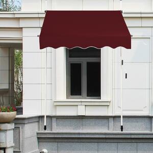 Costway Tenda a molla larga 150 cm senza forare da balcone resistente ai raggi UV, Tenda regolabile in altezza Rosso