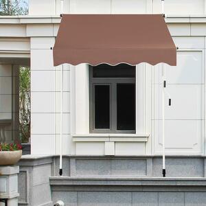 Costway Tenda a molla da 150 cm di larghezza senza forare da balcone resistente ai raggi UV, Tenda regolabile in altezza Marrone