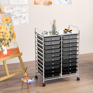 Costway Carrello con 20 cassetti impilabili e struttura metallica, Contenitore su ruote da bagno misto Nero