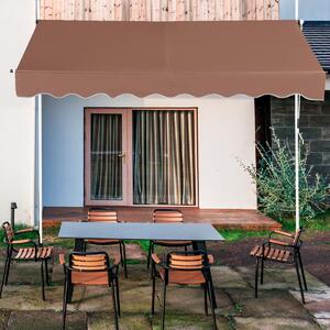 Costway Tenda a bracci da 250 cm di larghezza senza forare da balcone resistente ai raggi UV, Tenda regolabile in altezza Marrone