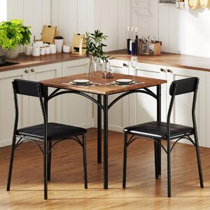 Costway Tavolo da cucina quadrato & 2 sedie con sedili imbottiti, Tavolo da pranzo con 2 sedie per cucina