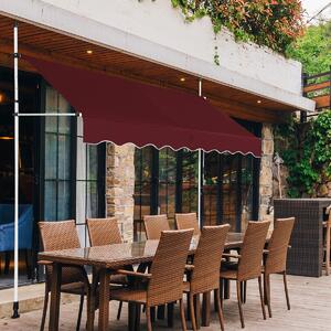 Costway Tenda a bracci da 250 cm di larghezza senza forare, Tenda da balcone resistente ai raggi UV Rosso