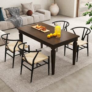 Costway Sedie da cucina con schienale a forma di Y e cuscino in rattan intrecciato, Sedie d'accento impilabili Beige