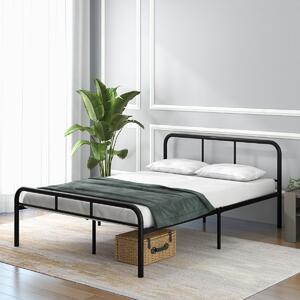 Costway Letto piattaforma in metallo moderno con testiera e pedier facile da montare, Struttura per letto matrimoniale Nero