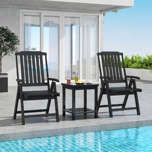Costway Sedia da pranzo in HDPE resistente alle intemperie con braccioli per giardino, Sedia da patio pieghevole schienale curvo in plastica Nero