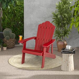Costway Sedia adirondack da esterno con portabicchieri, Sedia resistente alle intemperie per cortile portata 170kg Rosso