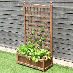 Costway Fioriera da esterno in legno massiccio con traliccio struttura resistente alle intemperie, Fioriera per giardino per piante rampicanti Marrone