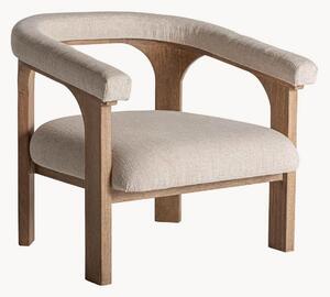 Sedia con braccioli imbottita in legno di mango Racoud
