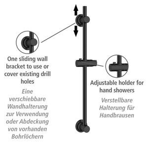 Barra doccia autoportante in acciaio inox nero 70 cm - Wenko