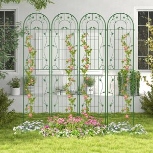 Costway Pacco da 2 di traliccio da giardino in metallo 220x52cm, Supporto decorativo per piante rampicanti rose Verde